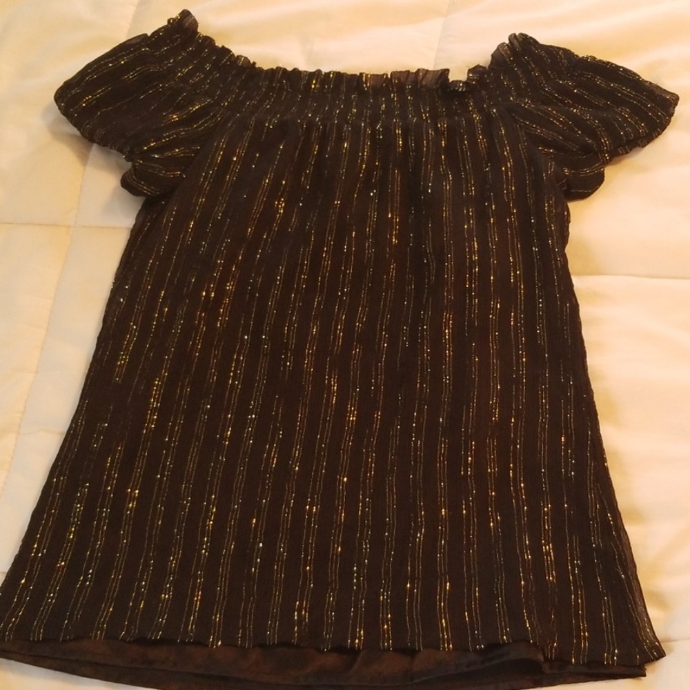 Glamorous Gold Striped Off Shoulder